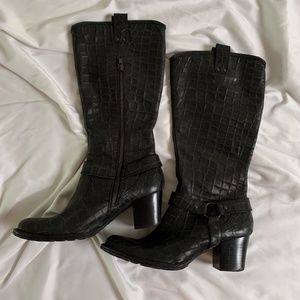 Born - Croc leather boots - Black